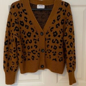 Old Navy Women's Animal Print Cardigan - Brown and Black
